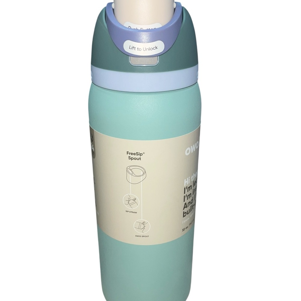 Owala Insulated Water Bottle 32oz Seafoam Mint with Lavender Accent - Picture 2 of 2